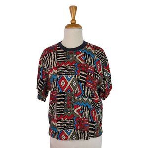 C. H. Sport M T-Shirt 90s Vintage Urban African Funky Boxy Art to Wear Cosby